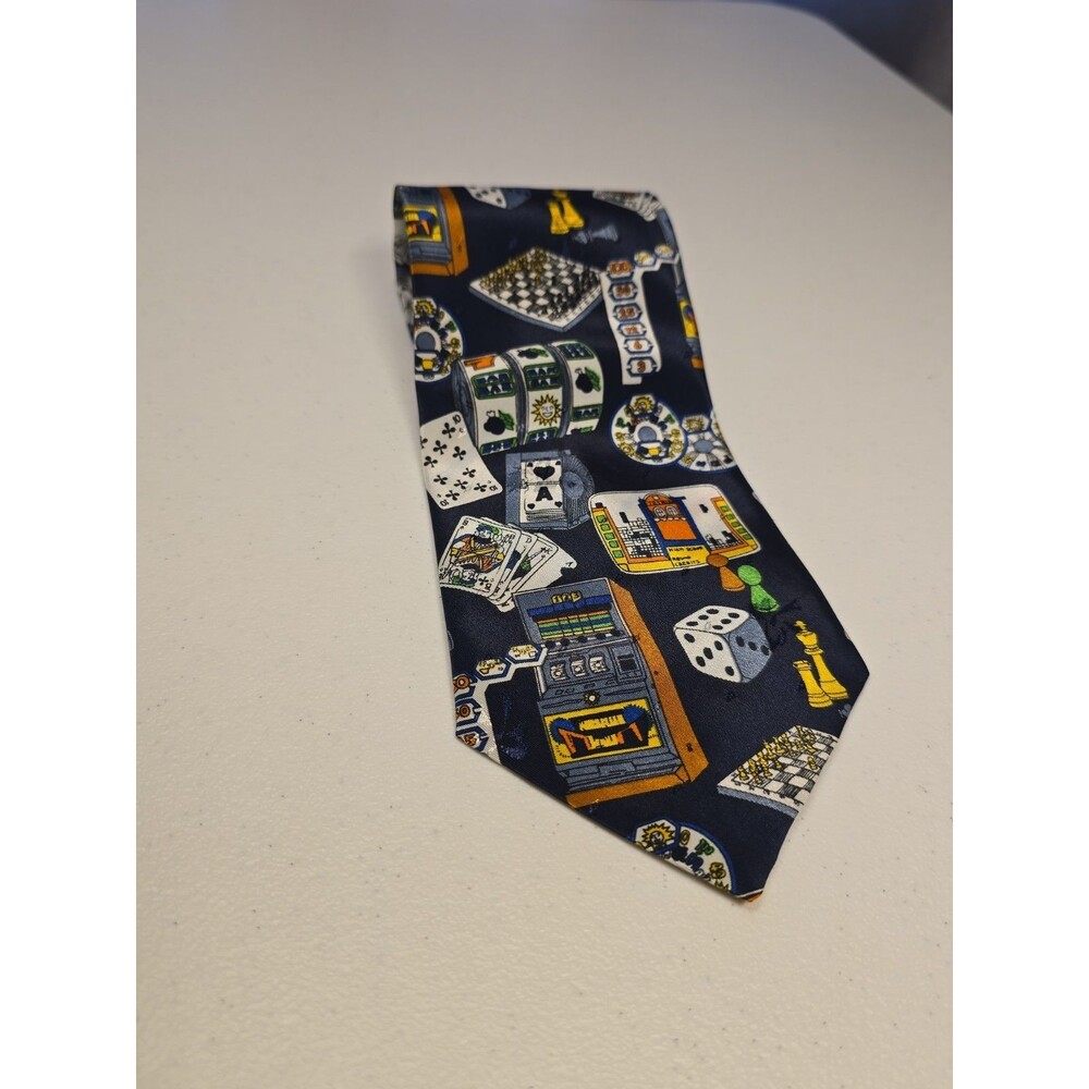 Florence & K Inc Silk Neck Tie Casino And Games Design Blue